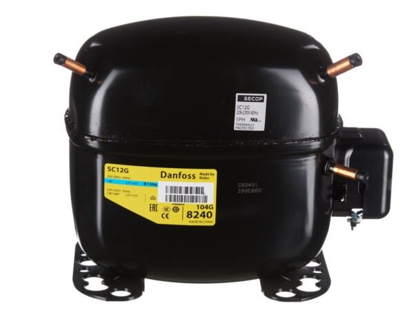 Danfoss SC12G, LBP/HBP - R134a, 220-240V/1/50/60Hz, LRA 12.4 (prie -23.3 °C 199/232W, prie 7,2 °C 1054W) (-35 °C iki 15 °C)