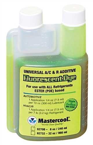 Universalus freono agento nuotekio ieškiklis, 240ml (8oz), Automobiliams 7,5 ml dažų – 300 ml tepalo, HVAC/R 7,5 ml dažų – 3,2 kg šaldymo agento. Įrankiai, cheminės priežiūros medžiagos Barzdaskučių dalys ir kita įranga