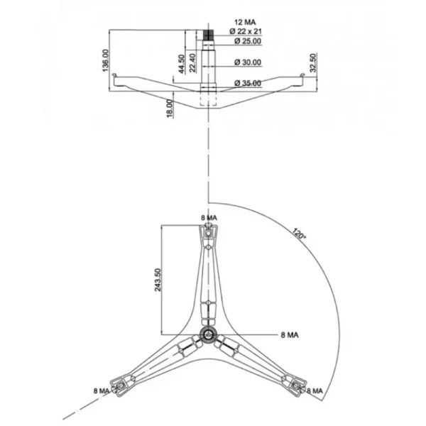 Skalbimo mašinos kryžmė SAMSUNG, 6205, 6206 guoliai, ašis 13,5cm, 35x65,55x10/12 riebokšlis,1400RPM užsakomi atskirai - Image 5