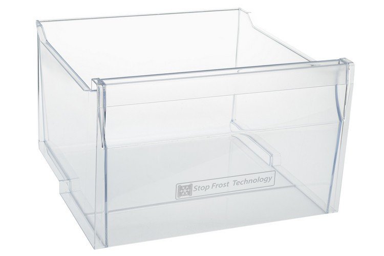 Šaldytuvo WHIRLPOOL, BAUKNECHT viršutinis šaldiklio stalčius,400x255x365mm,orig. Buitinių šaldytuvų laikikliai, stalčiai, lentynos ir kitos plastmasinės detalės