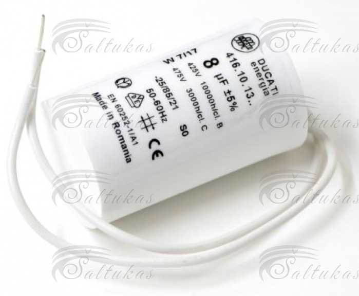 Capacitor 8μF (microfarads), 450V, d=32x55mm, 4 contacts + screw, SC1141 Kondensatoriai