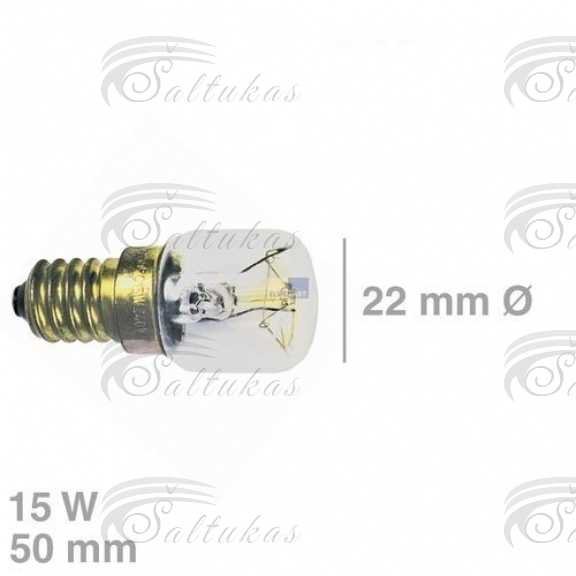 Orkaitės lemputė 15W, 240V, E14, 230V, 300°C (50x22mm) Elektrinių viryklių, mikrobangų krosnelių ir šaldytuvų lemputės gaubteliai LED-Foninio apšvietimo juostos ir kt