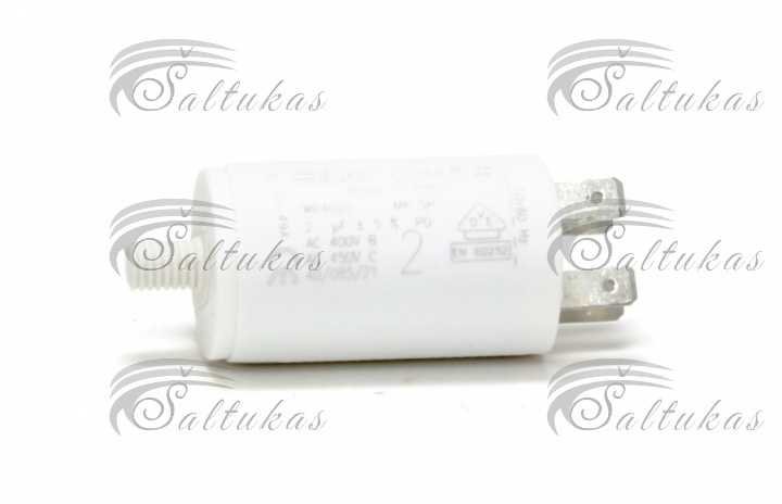 Capacitor 3μF (microfarads), 450V, SC1141, d=30x57mm, with wires Kondensatoriai