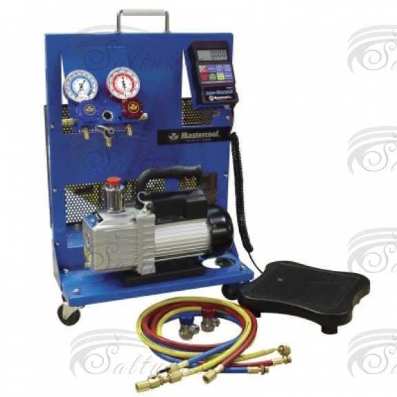 Įrankių komplektas: vakuuminis siurblys (1/4HP, 85 l/min, 1 pakopos, 2880 apsk., 110/220V, 50/62Hz), Tvirtas, lengvas plieno krepšelis su ratukais, kolektorius su manometrais, šlangos, svarstyklės Įrankiai, cheminės priežiūros medžiagos Barzdaskučių dalys ir kita įranga