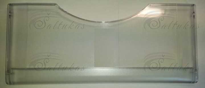 Šaldytuvo ATLANT, MINSK šaldiklio skyriaus apatinio ,vidurinio stalčiaus priekinė sienelė, 410x175x20mm,skaidri Šaldytuvų šaldiklių automobilinės buitinės pramoninės šaldymo įrangos dalys