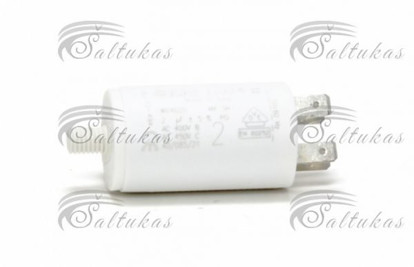 Kondensatorius 3µF (mikrofaradai), 450V, SC1141, d=30x57mm, 4 kontaktai