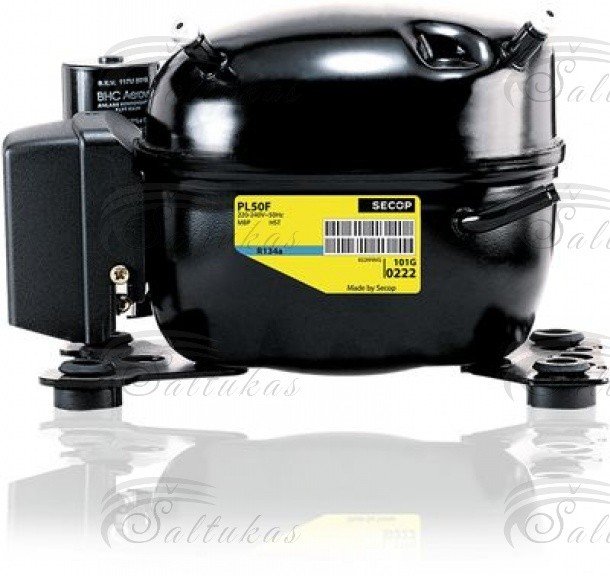 Šaldytuvo kompresorius SECOP / DANFOSS PL50FX, LBP – R134a, 220-240V, 50 Hz, 2,5 [cm3], RSIR, 40 [W] prie -25 / 55 °C Pramoninių šaldytuvų kompresoriai
