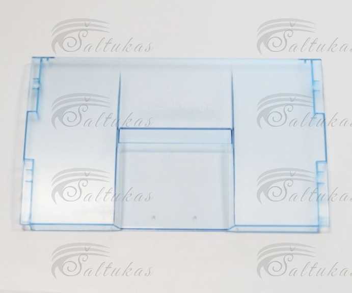 Šaldytuvo BEKO šaldiklio stalčiaus priekinis skydelis,Plotis: 385 mm Aukštis: 240 mm,orig. Buitinių šaldytuvų laikikliai, stalčiai, lentynos ir kitos plastmasinės detalės