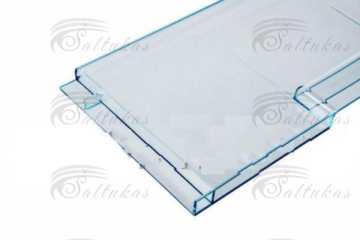 Šaldytuvo SNAIGĖ, ESSENTIELB, REX, šaldiklio stalčiaus priekinė sienelė (atverčiama), 440x178mm, RF27SM, RF31SM, RF32SM, RF34SM, RF35SM, RF36SM, RF39SM (FAST FREEZE) Buitinių šaldytuvų laikikliai, stalčiai, lentynos ir kitos plastmasinės detalės