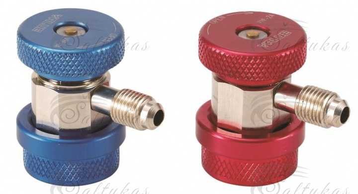 Žemo ir aukšto slėgio užpildymo adapterių komplektas, R134A, R1234yf, VHF-A 1/4 SAE Jungtys - perėjimai