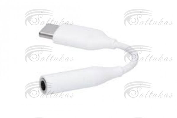 Telefono SM-N975F GALAXY NOTE 10 PLUS (4G)Adapteris, kabelio galas_1: USB-C kištukas, kabelio galas_2: lizdo lizdas 3,5 mm 4 kontaktų, 5 cm, baltas