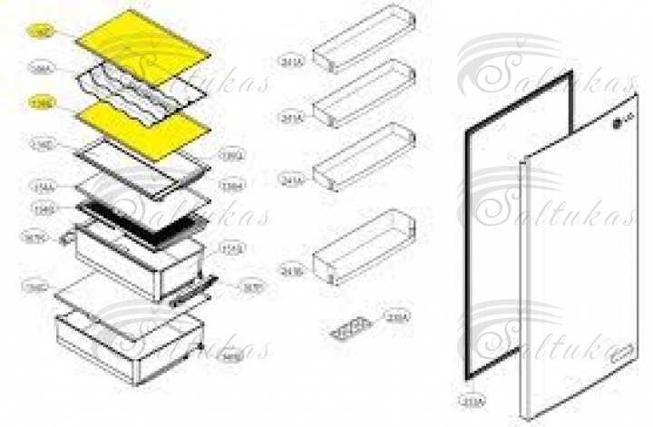 Šaldytuvo Lg lentynelė Šaldytuvo Lg lentynelė Buitinių šaldytuvų laikikliai, stalčiai, lentynos ir kitos plastmasinės detalės