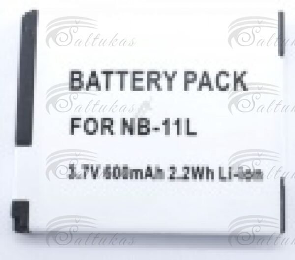 Akumuliatorius NB11L CANON,Įtampa: 3.7V, Talpa: 600mAh, Tipas: Skaitmeninis fotoaparatas, Chemija: Ličio jonų (Li -ion), Įkraunama: Taip, Turinio vienetai: 1, Pakuotė: Kartonas