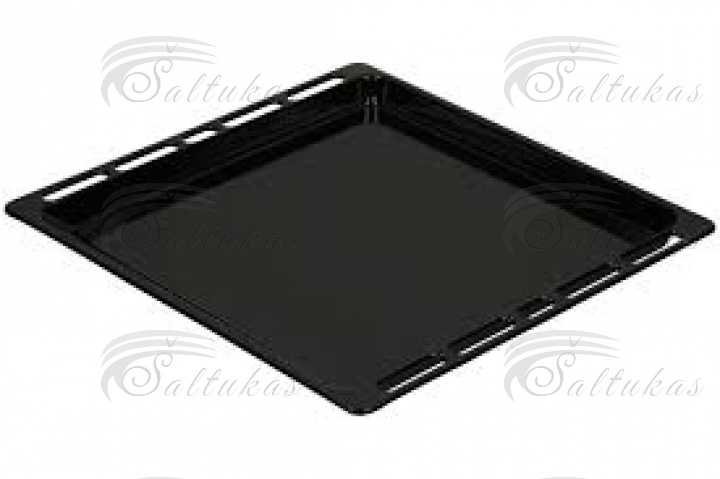 Dujinės elektrinės viryklės WHIRLPOOL/INDESIT kepimo skarda.ENAMELLED DRIP TRAY BLACK 403X389MM Viryklių kepimo skardos, grotelės, bėgeliai, el. plokštės ir kitos dalys