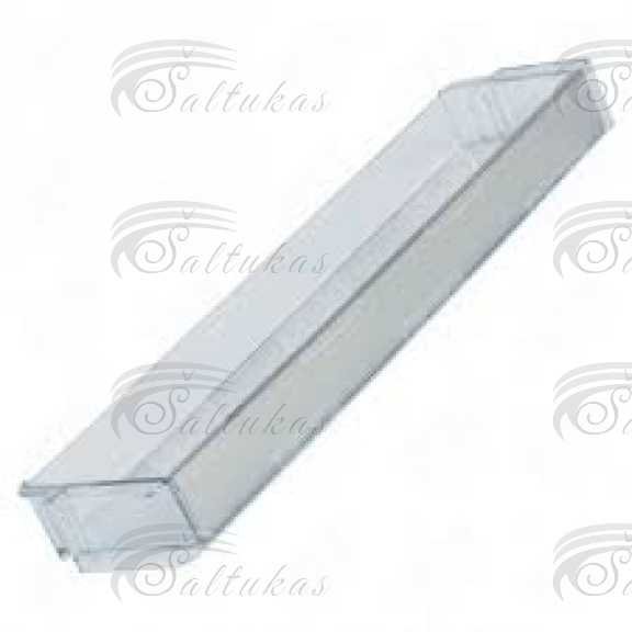 Šaldytuvo BOSCH, SIEMENS durų lentynėlė 427x45mm vidurinė. Buitinių šaldytuvų laikikliai, stalčiai, lentynos ir kitos plastmasinės detalės