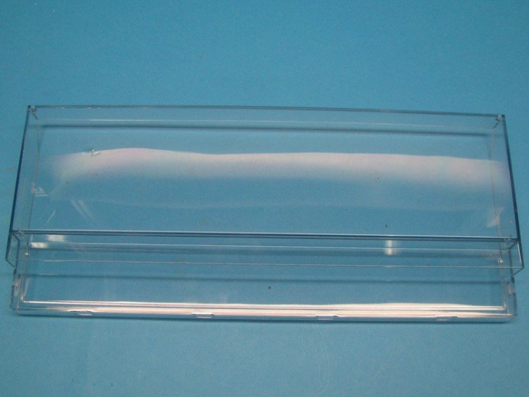 Šaldytuvo PANASONIC,GORENJE, ASKO, UPO apatinio daržovių stalčiaus priekinė sienelė, skaidri, 465x195mm, orig. Buitinių šaldytuvų laikikliai, stalčiai, lentynos ir kitos plastmasinės detalės