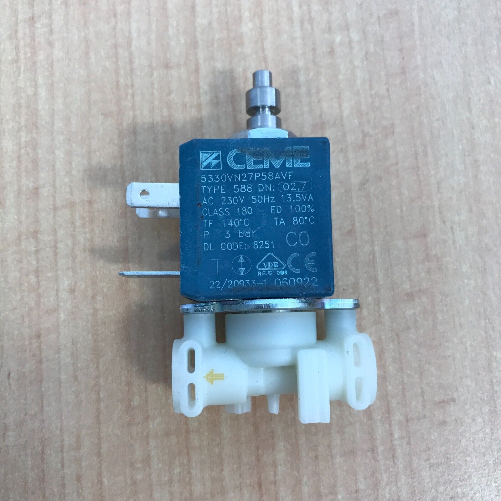 Kavos aparato DELOGNHI, KENWOOD elektromagnetinis vožtuvas, CEME 5330NV2, 230V, 13,5VA, 0,1+3,00bar orig. Kavos aparatų vožtuvai, presai, jungtys, girnos, slėgio davikliai, movos ir kitos dalys