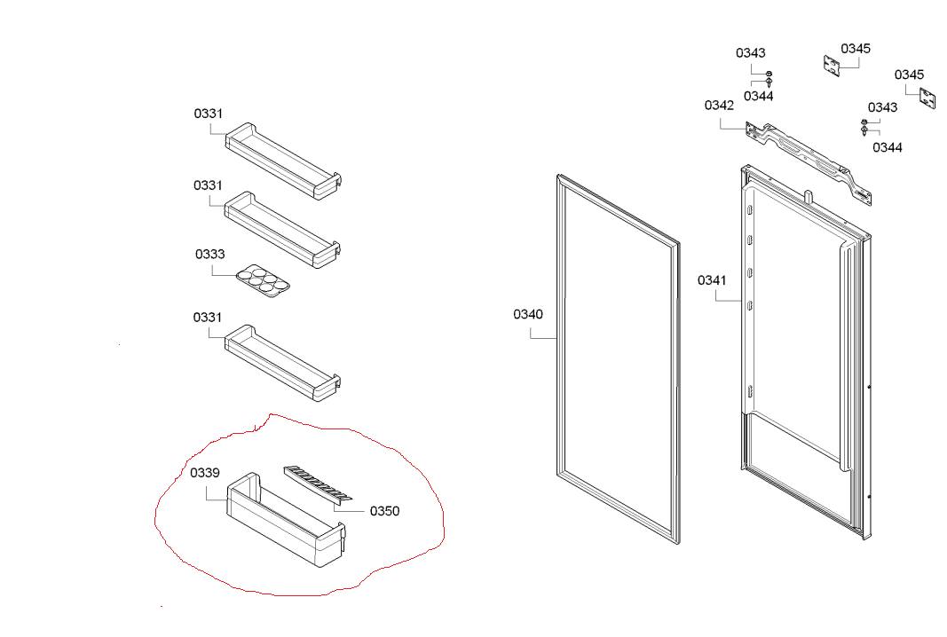 Šaldytyvo SMEG ,BOSCH/SIEMENS apatinė durų lentynėlė Buitinių šaldytuvų laikikliai, stalčiai, lentynos ir kitos plastmasinės detalės