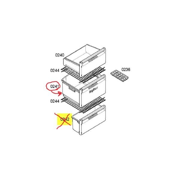 Šaldytuvo BOSCH/SIEMENS vidurinis šaldiklio stalčius BIGBOXX - Image 3
