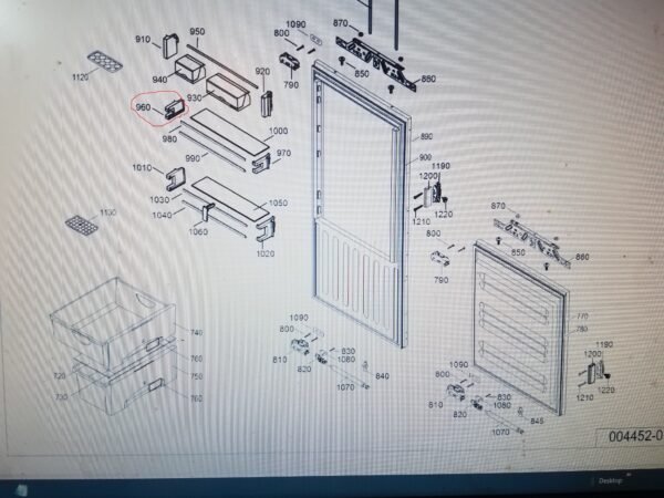 Šaldytuvo LIEBHERR durų lentynos laikiklis kairys - Image 2