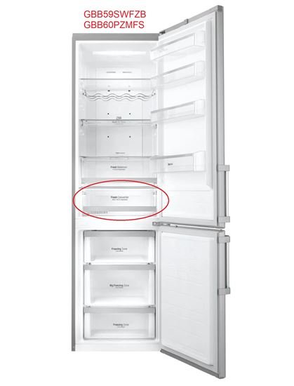 Šaldytuvo LG vaisių ir daržovių stalčius FRESH CONVERTER, 465x418x165mm, orig. Buitinių šaldytuvų laikikliai, stalčiai, lentynos ir kitos plastmasinės detalės