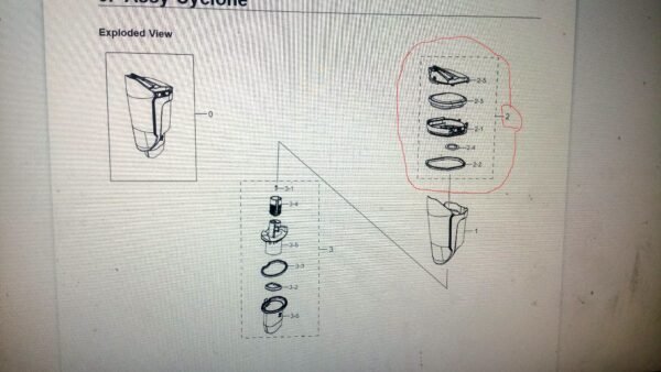 Ciklono kolbos dangtelis , skirta Samsung PowerStick VS60 dulkių siurbliui orig. Dulkių siurblių šepečiai, žarnos,Hepafiltrai ir maišeliai