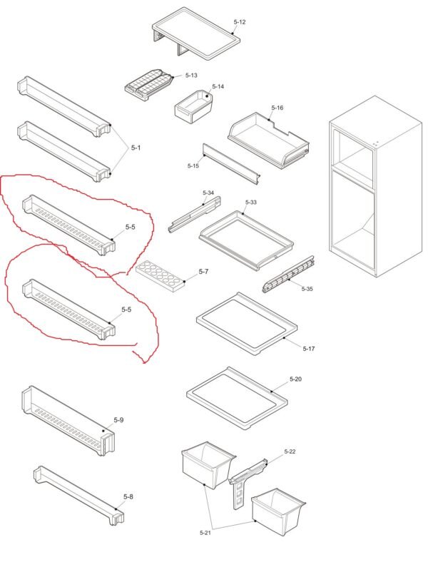Šaldytuvo SHARP durų lentynėlė viršutinė - Image 2