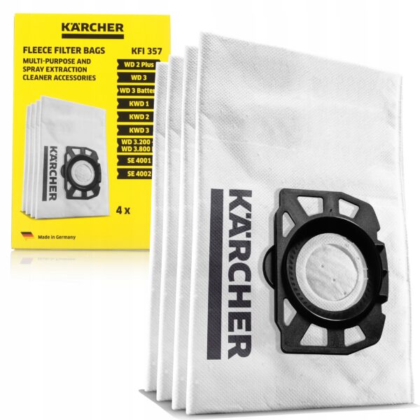 Dulkių siurblio KÄRCHER maišeliai 4vnt.FLEECE FILTER BAGS 4 PCS,orig.
