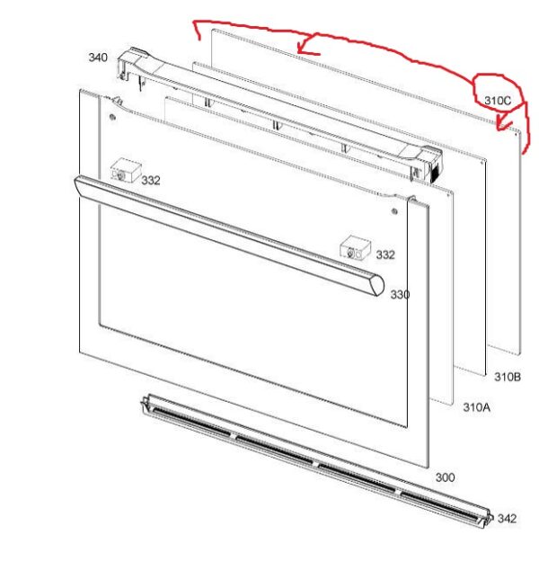 Orkaitės ELECTROLUX / AEG vidinis stiklas ,524x402mm - Image 2