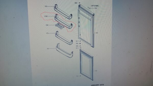 Šaldytuvo SHARP,VESTE vidurinė durų lentynėlė - Image 2
