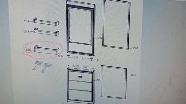 Šaldytuvo ELECTROLUX / AEG,VESTEL apatinė durų lentynėlė.485x124мм - Image 2