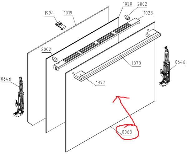 Orkaitės ELECTROLUX / AEG priekinis,išorinis stiklas,596X466mm - Image 2