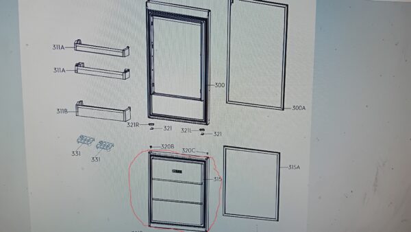 Šaldytuvo ELECTROLUX / AEG apatinės naujos durys su stiklu - Image 2