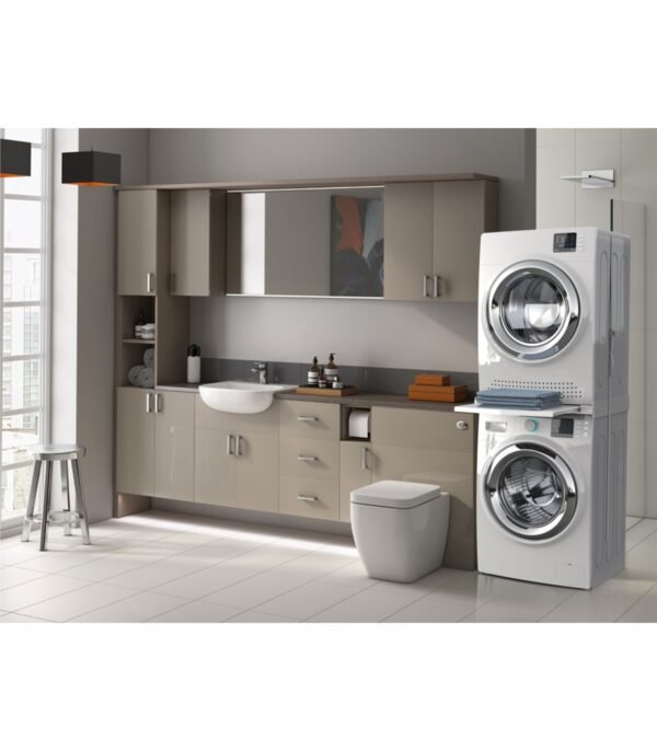 Universalus skalbyklės ir džiovyklės LG, BEKO, BLOMBER, HANSA, SAMSUNG, BOSCH, SIEMENS, AEG, ELECTROLUX, UNIVERSALUS sujungimo rėmelis, su ištraukiamu stalčiumi drabužiams ir papildomais fiksatoriais (tvirtinimais) 600x600mm,alternatyva - Image 3