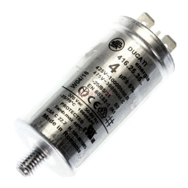 Indaplovės kondensatorius BEKO, 4µF, 475V FASTON 6,3MM RUN CAPACITOR