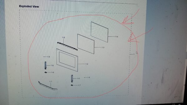 Orkaitės SAMSUNG durys komplekte,orig. ASSY DOOR;NEW METRO,NEW METRO, 399 NON P - Image 2