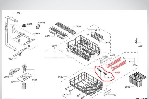 Indaplovės BOSCH/SIEMENS apatinio krepšio grotelių laikikliai - Image 2