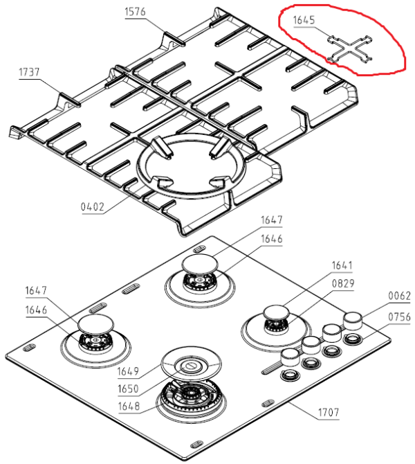 Dujinės viryklės HISENSE/GORENJE grotelės. REDUCING PAN GRID SUPPORT 130MM - Image 2