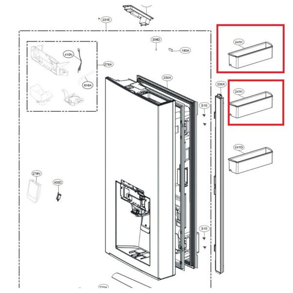 Šaldytuvo LG durų lentyna.Door Fridge Door Basket 32cm. - Image 2