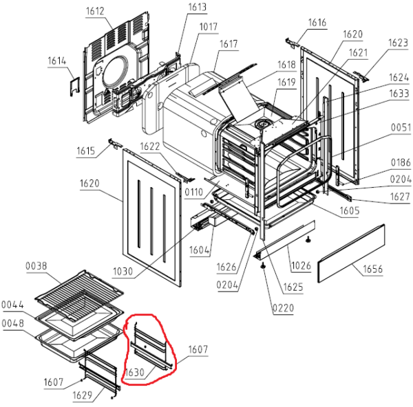 Orkaitės  HISENSE/GORENJE dešinės pusės bėgelis. PULL-OUT SLIDE R FS 1D ASSY - Image 2