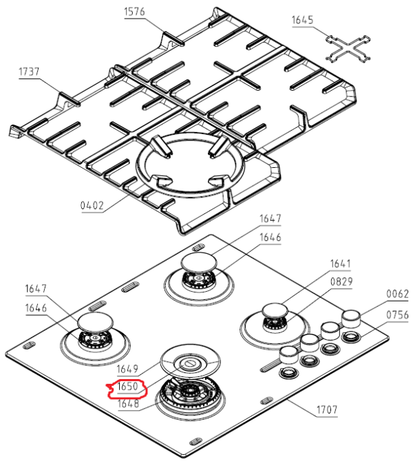 Dujinės viryklės HISENSE/GORENJE degiklio dangtelis. BURNER CAP SABAF DCC INT MATT SY ENGR - Image 2