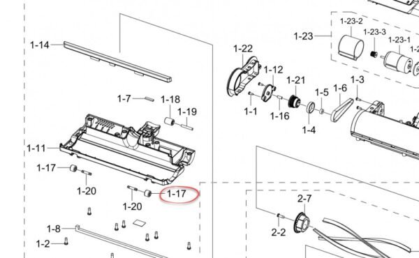 Dulkių siurblio SAMSUNG priekinis ratukas. ROLLER;VS8000ML,NBR,OD12,BLACK,ONE DRUM - Image 2