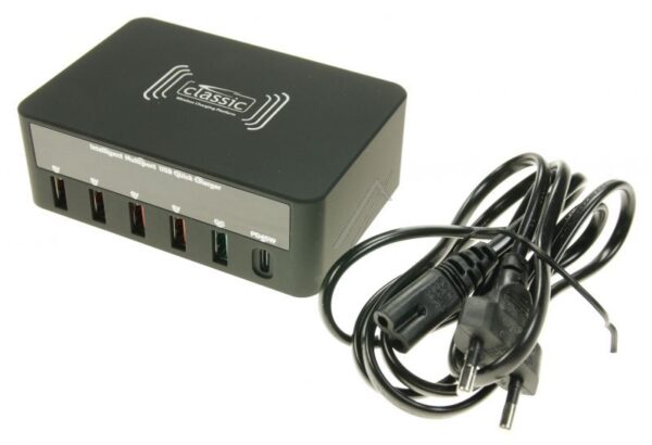 100W MULTIPORT USB-CHARGER M. USB-A, USB-C PD, QUICKCHARGE, QI-CHARGE