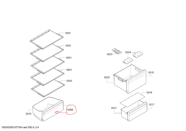Šaldytuvo BOSCH/SIEMENS daržovių stalčiaus priekinė panelė - Image 2