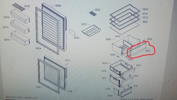 Šaldytuvo BOSCH/SIEMENS daržovių stalčiaus priekinė panelė - Image 3