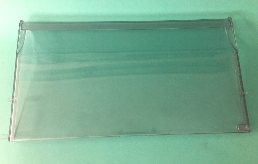 Šaldytuvo WHIRLPOOL/INDESIT šaldiklio zonos viršutinės atvečiamos durelės,24x43cm,orig. Buitinių šaldytuvų laikikliai, stalčiai, lentynos ir kitos plastmasinės detalės