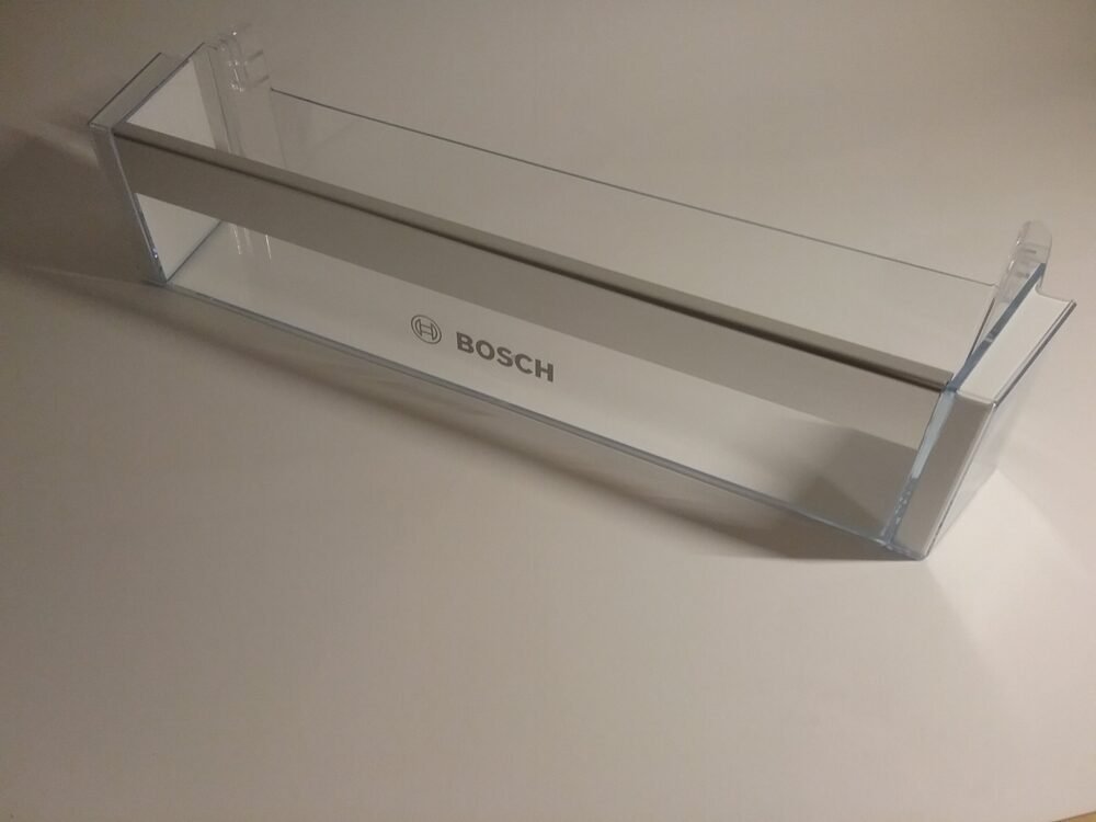 Šaldytuvo BOSCH/SIEMENS apatinė durų lentyna,442 x 124,9 x 100 mm,orig. Buitinių šaldytuvų laikikliai, stalčiai, lentynos ir kitos plastmasinės detalės