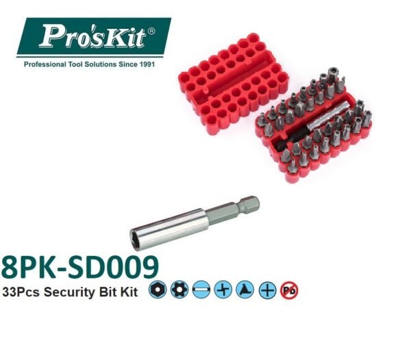 ProsKit Proskit 8PK-SD009, 33 dalių 33 colių atsuktuvų rinkinys, atsuktuvų antgalių rinkinys Torx Hex