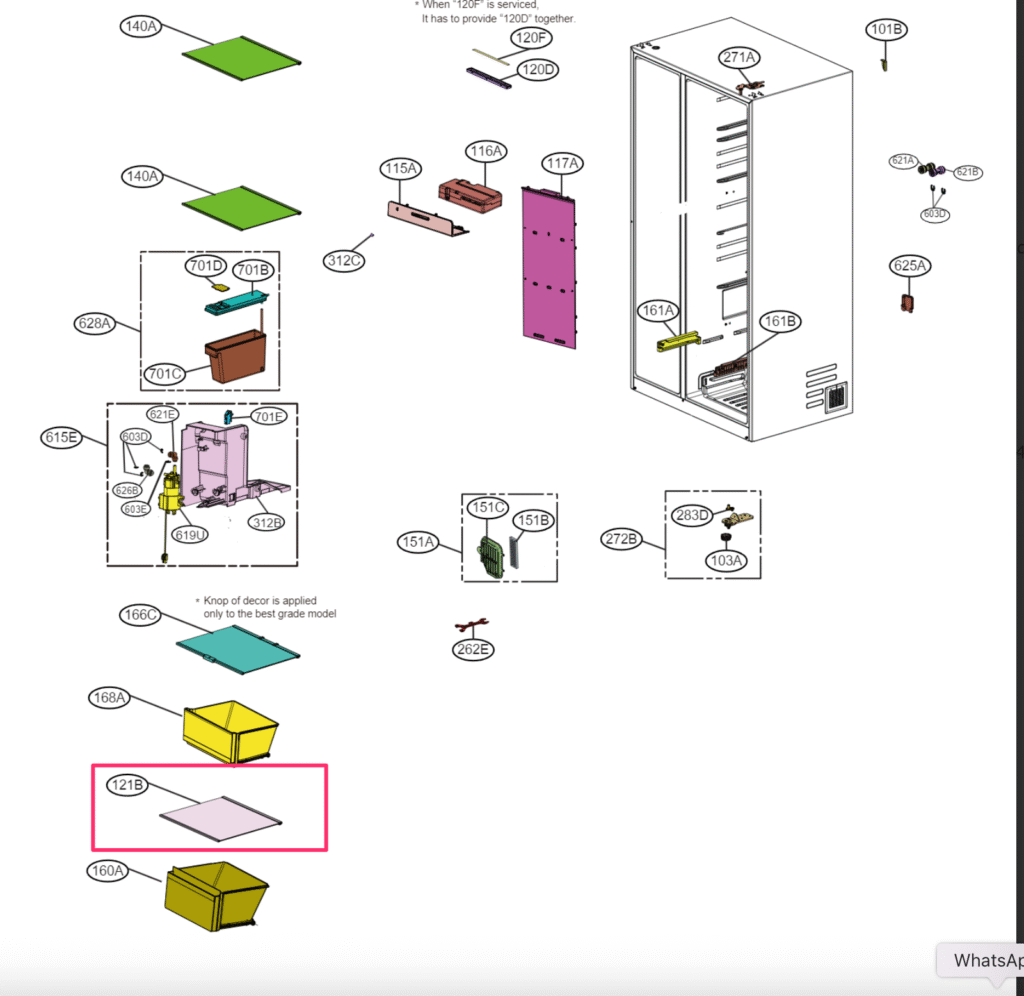 Šaldytuvo LG lentyna Buitinių šaldytuvų laikikliai, stalčiai, lentynos ir kitos plastmasinės detalės
