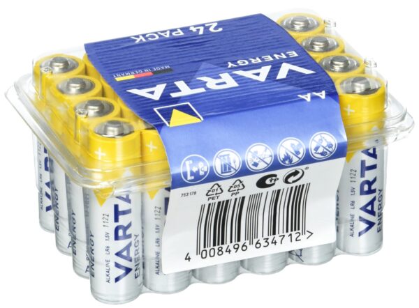 BATARĖJOS VARTA  AA komplektas 24 vnt . LR06 VARTA ENERGY, ALKALINE AA BATTERY, 1.5V (24-PACK)